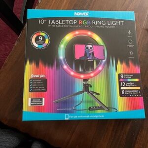 Bower 10" Tabletop RGB Ring Light with Tripod & Phone Holder - Black